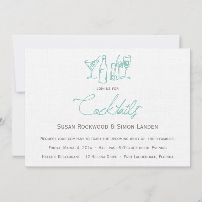 Azul dos convites | do cocktail do casamento (Frente)
