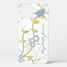 Azul, Dourado, Brancas Florais Personalizadas