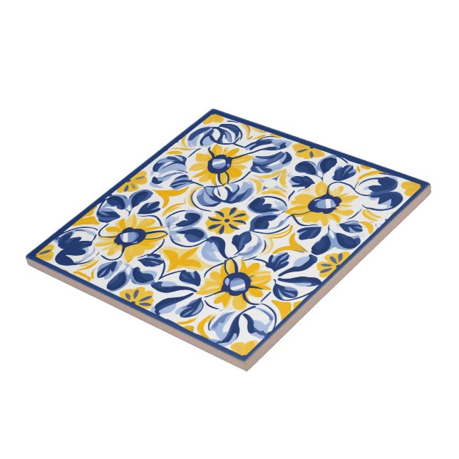 💛 💙 Azul e amarelo, Azulejos florais (Lateral)