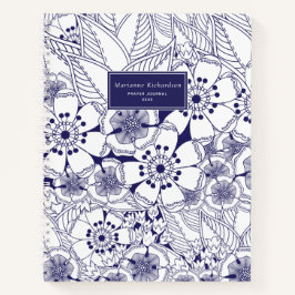 Azul e Branco Floral Chamado Diário de Oração