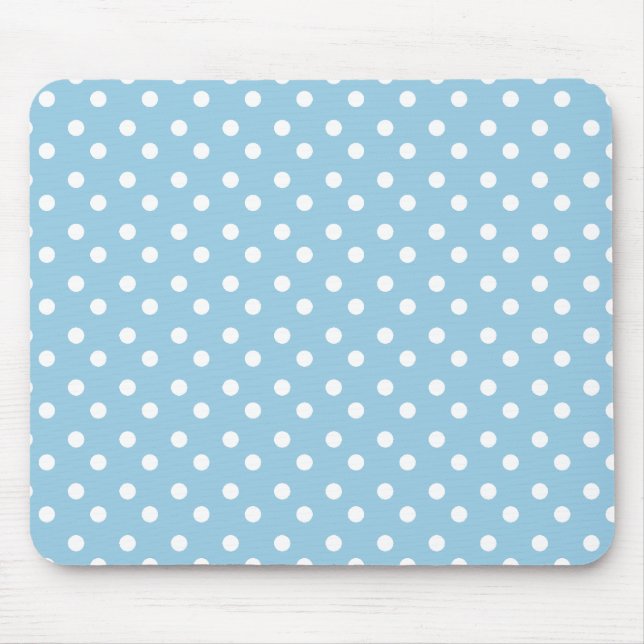 Azul e branco pontilha Mousepad (Frente)