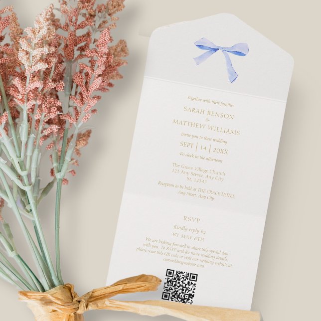 Azul e Branco | Trendy Ribbon Weding OR (Criador carregado)