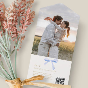 Azul e Branco Trendy Ribbon Weding OR