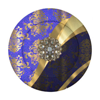 Azul e cor damasco elegantes do vintage do ouro