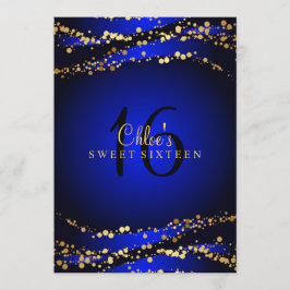 Azul e Dourado Stardust Sweet 16 Convite