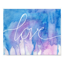 Azul e Púrpura Aquarela - Amor | POSTER