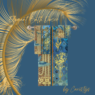 Azul Elegante, Dourado, toalha de taupe