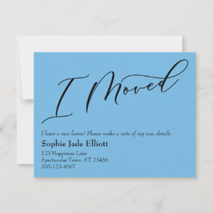 Azul Elegante Simples Eu Movi Um Novo Cartão De En