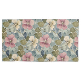 Azul empoeirado com Flores Mauvas e Brancas