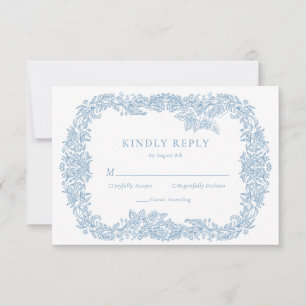 Azul Empoeirado Floral Barroco Vintage Resposta