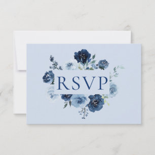Azul Empoeirado Floral Código QR Casamento RSVP