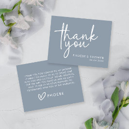 Azul Empoeirado Minimalista Convite de Chá de Bebê