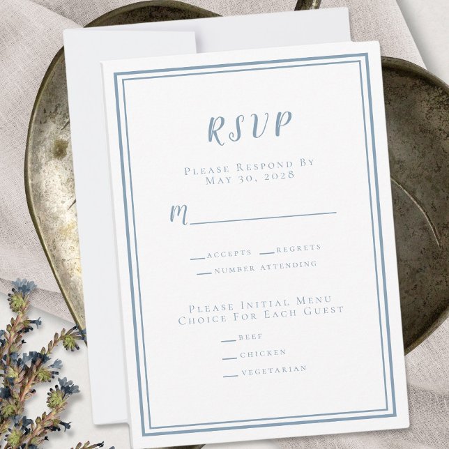 Azul Empoeirado Moderno Minimalista Casamento RSVP (Criador carregado)