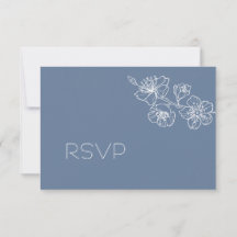 Azul Empolado Floral em Linha Arte Branco RSVP