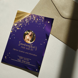 Azul Escuro e Dourado Folheto Personalizado