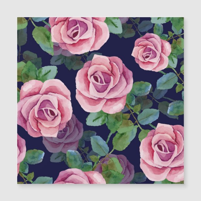 Azul Escuro, Rosas Rosa Aquarela. (Frente)