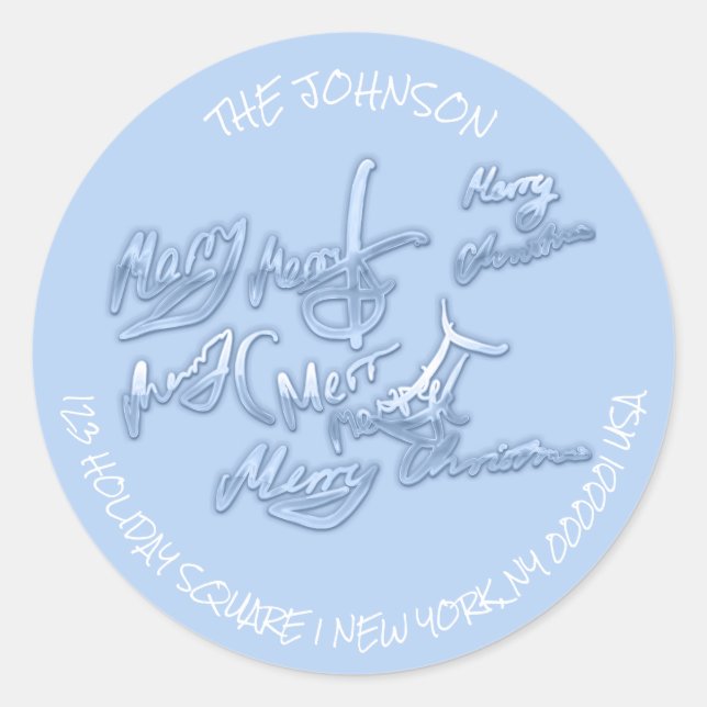 Azul Feliz Natal Da Etiqueta De Endereço RSVP De N (Frente)