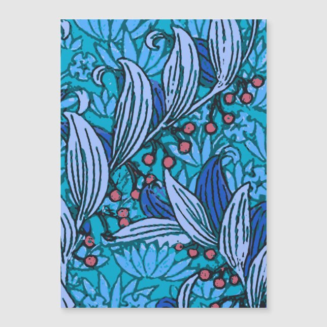 Azul Floral Antiquado Boho Moderno (Frente)