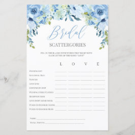 Azul floral Bridal Scattergories jogo editável