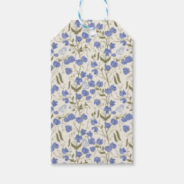 Azul Floral de Ervilha Doce e Etiqueta de Favor de