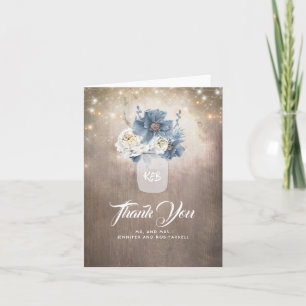 Azul Floral Rústico País Agradecimento Casamento