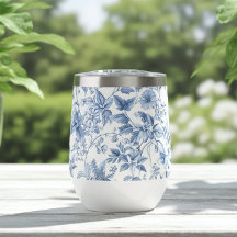 Azul Floral Toile Elegante Vintage