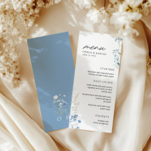 Azul Flores Selvagens Monograma Menu Plano de Casa