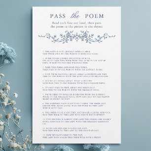 Azul francês clássico Floral 'Pass the Poem' Game
