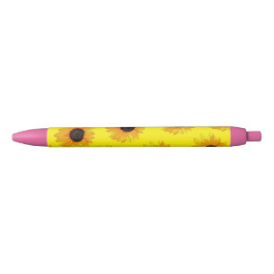 Azul Girassóis Pintados de Amarelo a Óleo, Caneta