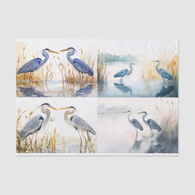 Azul Herons Colagem 1 Papel de Decoupage (Frente )