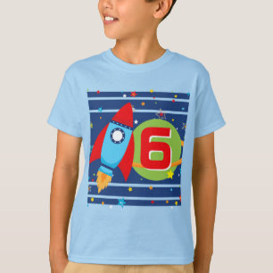 Azul Idade Foguete Navio Espacial Exterior Camisa