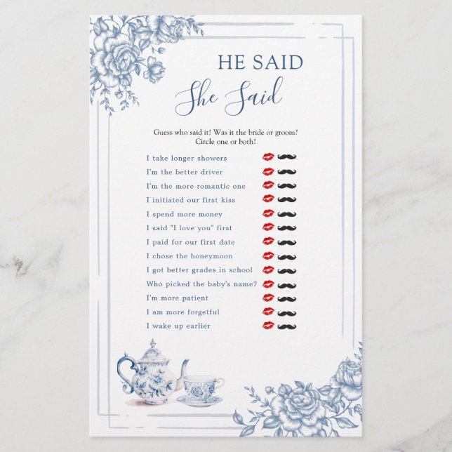 Azul, Jardim Vitoriano, Chá Bridal, Ele Disse Que  (Frente)