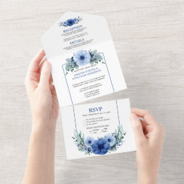 Azul Marinho, Anêmona Floral Azul Claro |
