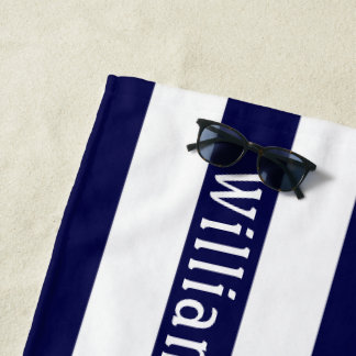 Azul Marinho Branco | Toalha de Praia Personalizad