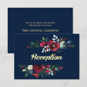 Azul marinho Cartões de Recepção de casamento de