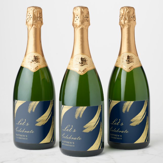 Azul Marinho Dourado Chic Elegante Champanhe (Garrafas)