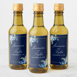 Azul Marinho Dourado Floral Elegante Noite Casamen