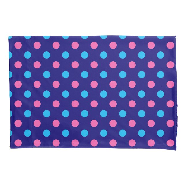 Azul Marinho Rosa Ciano Padrão de Bolinhas (Frente)