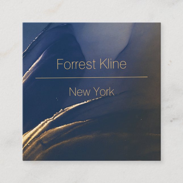 Azul moderno e Cartão de visita Dourado (Frente)