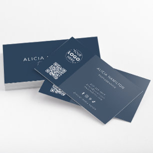 Azul Negrito   Cartão de visita moderno   Código Q