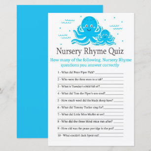 Azul Octopus Nursery Rhyme jogo de chá de fraldas 