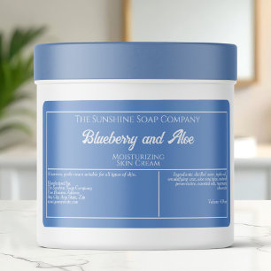 Azul pálido com etiqueta de vidro cosmético de sab