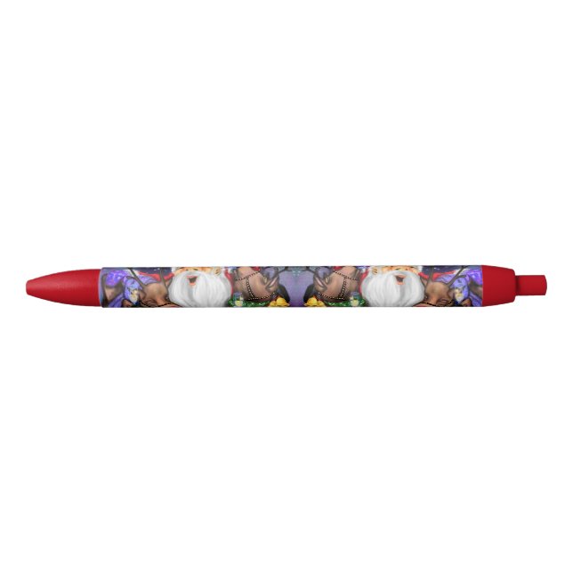 Azul Papais noeis e Renas de Caneta de Natal - Divertid (Frente)