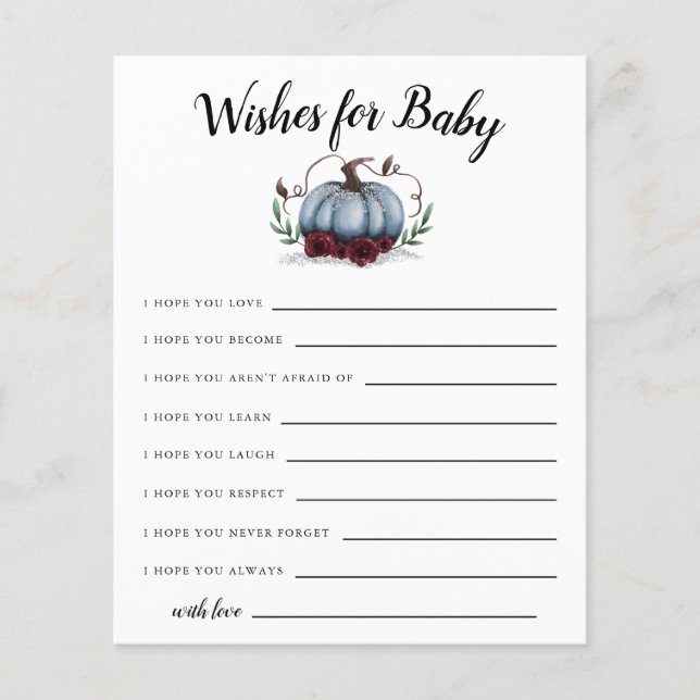 Azul Pequeno Pumpkin Deseja um Cartão de Bebê (Frente)