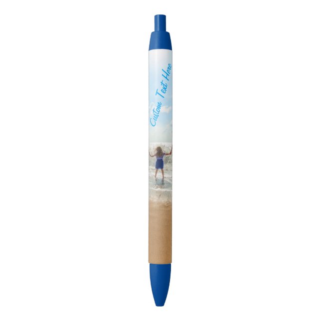 Azul Personalizar a Caneta de Fotografias com Texto (Frente Vertical)
