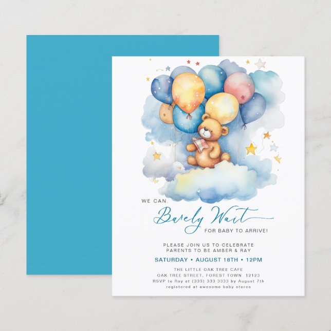 Azul, podemos esperar o Chá de fraldas do menino g (Frente/Verso)