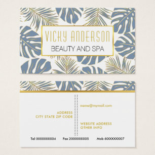 Azul poeirento, cartões de visitas de folhas tropi