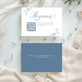 Azul Poeirento Código QR Floral Resposta Casamento