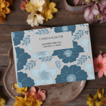 Azul Prata Botânico Floral Boho Feriado Elegante
