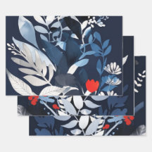 Azul profundo e botânico vermelho